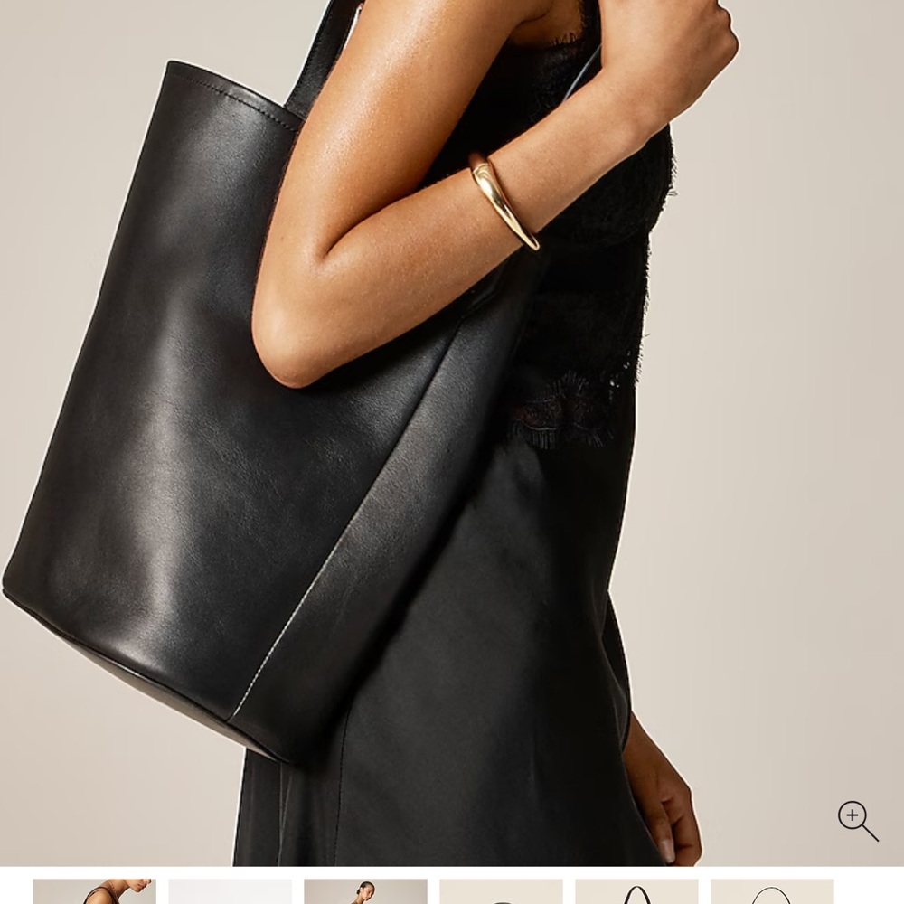 J. Crew Sleek Black Tote Leather Bag - Picture 3 of 3